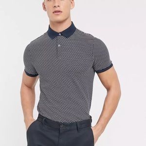 Selected Homme contrast collar polo w/ pocket in navy